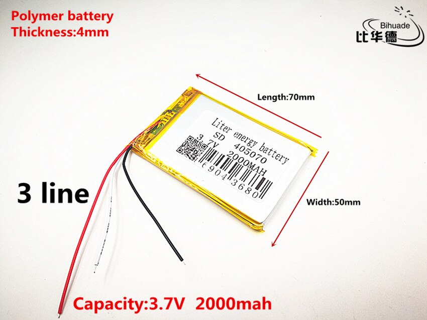 3 linie gute qulity 3.7v,2000 mah ,405070 polymer lithium-ionen/li-ion batterie für spielzeug, power bank, gps ,mp3,mp4