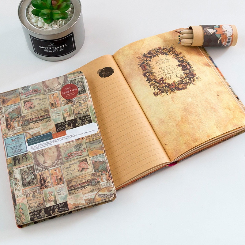 Retro Hardcover European Style Travelers Notebook A5 Kraft paper Cover With Bookmark Note Book Journal Diary Memo School Notepad