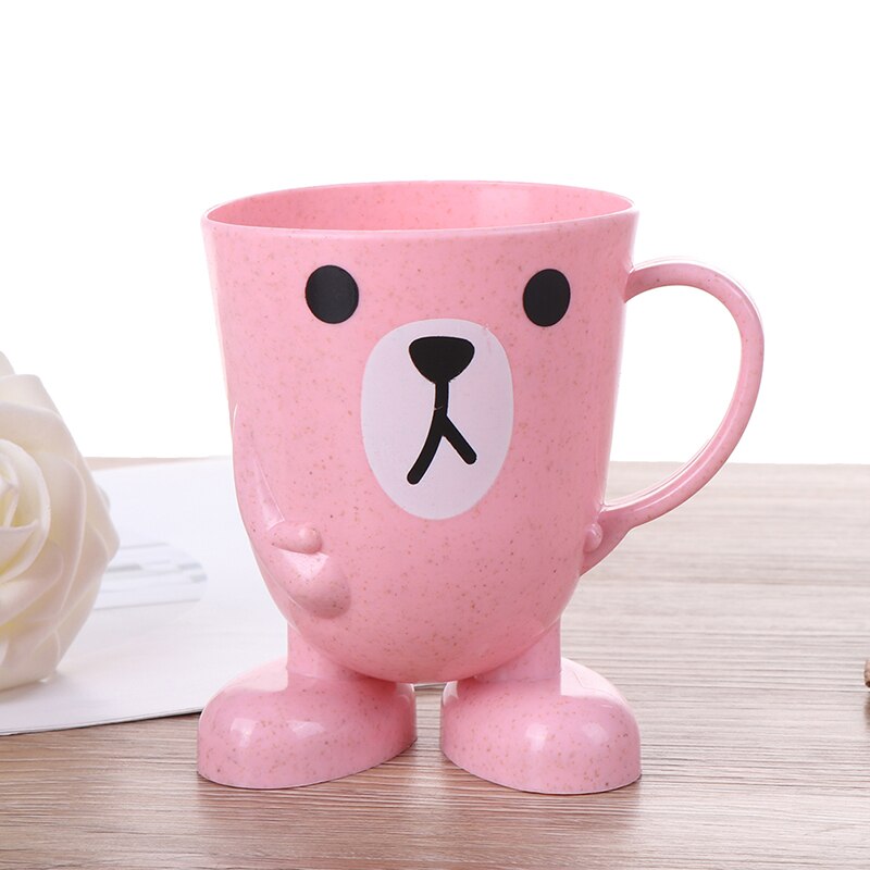 Kinderen baby bekers drinkwater tandenpoetsen beker melkbeker met handvat ontbijtbeker drinken: Roze