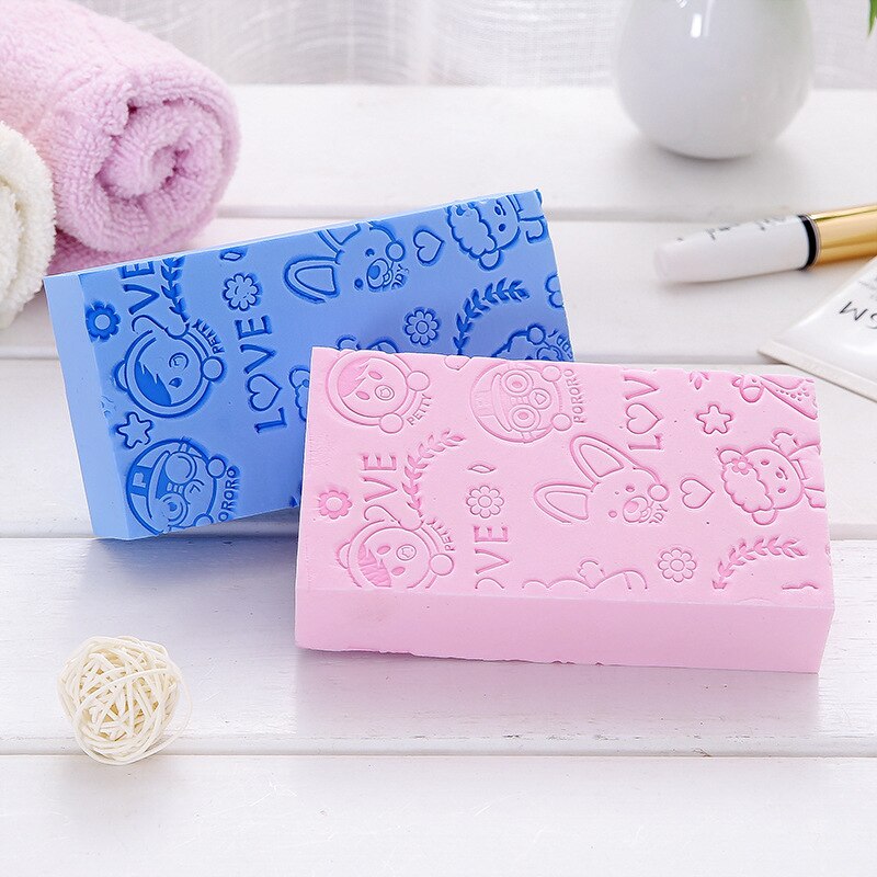 Niño de dibujos animados de lavado suave de esponja exfoliante Bady lavado del cuerpo baño revestimiento ducha cepillo para Spa almohadilla de fregar colorido sólido