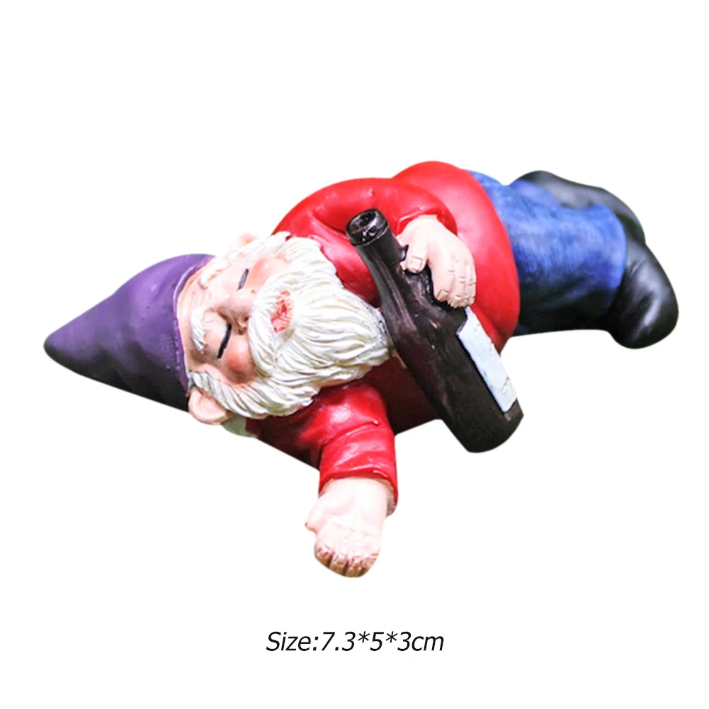 1pc fehave-dekorationer med berusede nisser, miniature-ornamenter, mini-dværgbålstatuer til plantekasse, blomsterpottedekorationstilbehør: Militærgrøn