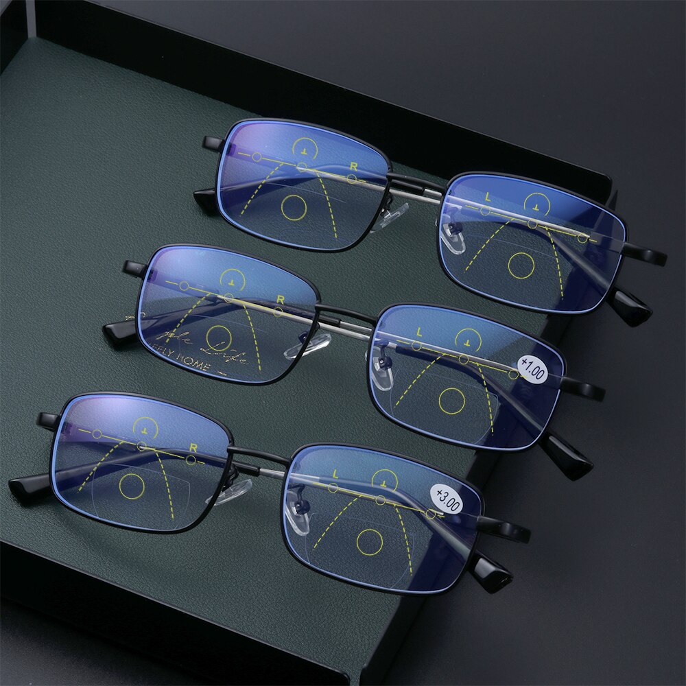 Unisex Blue Light Blocking Reading Glasses Progressive Multifocal Presbyopia Glasses Anti Glare Eye Strain Readers Eyeglasses