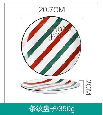 nordisch Weihnachten Verfolgung Gold Luxus Keramik Becher Gericht Nachtisch Obst Platte Geschirr einstellen Liebhaber Abendessen Platte Weihnachts Bäume: Streifen Platte