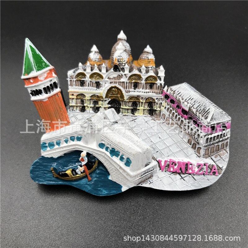 Imán de resina para nevera, decoración del hogar, Colección conmemorativa de Turismo de Roma, Venecia e Italia: Venice