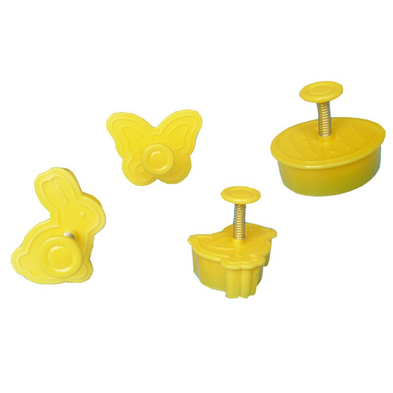 4Pcs Easter Bunny Pattern Plastic Baking Mold Kitchen Biscuit Cookie Cutter Pastry Plunger 3D Die Fondant Cake Decorating Tools