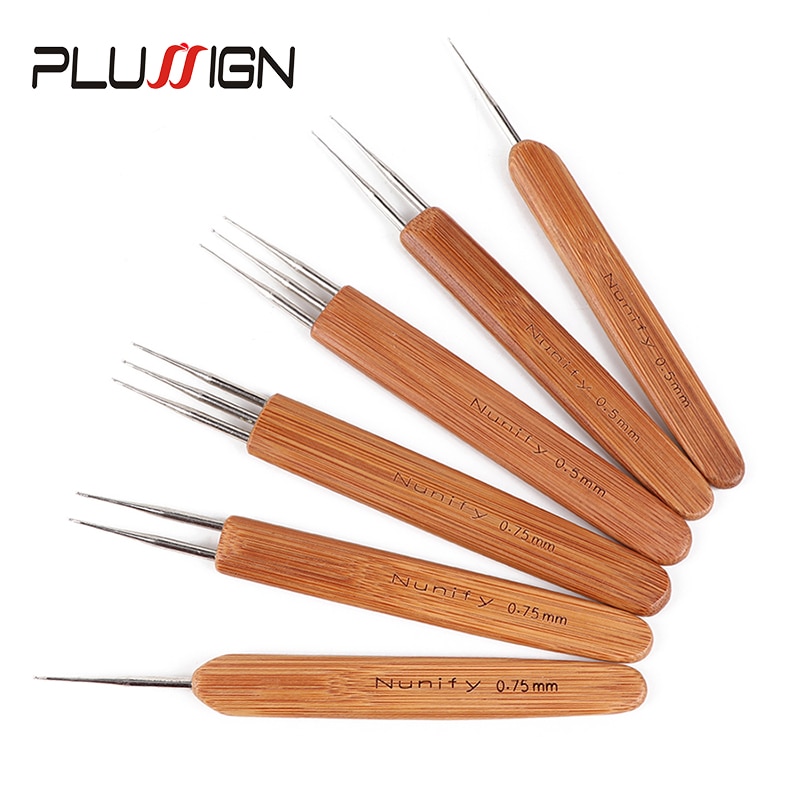 (1 gancho, 2 ganchos, 3 ganchos), 3 unids/lote, herramientas de rastas de ganchillo de 0,5 Mm y 0,75 Mm de tamaño, aguja de ganchillo de madera para trenzas de pelo
