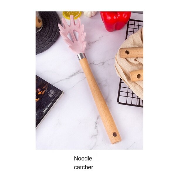 Silicone Kitchenware Cooking Accessories Set Hanging Hole Storage Stand Non-stick Cookware Spatula 7 Piece Set: Noodles 07