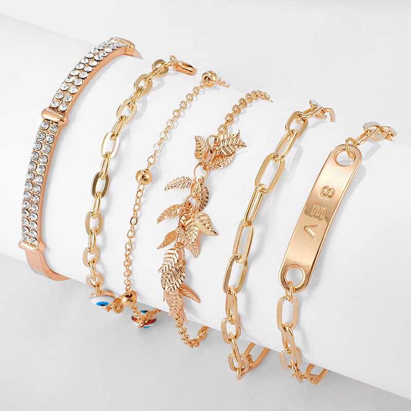 HuaTang de turco mal de ojo pulsera de cristal de oro multicapa de cristal de Color abierto brazalete para las mujeres de joyas de niña 9178