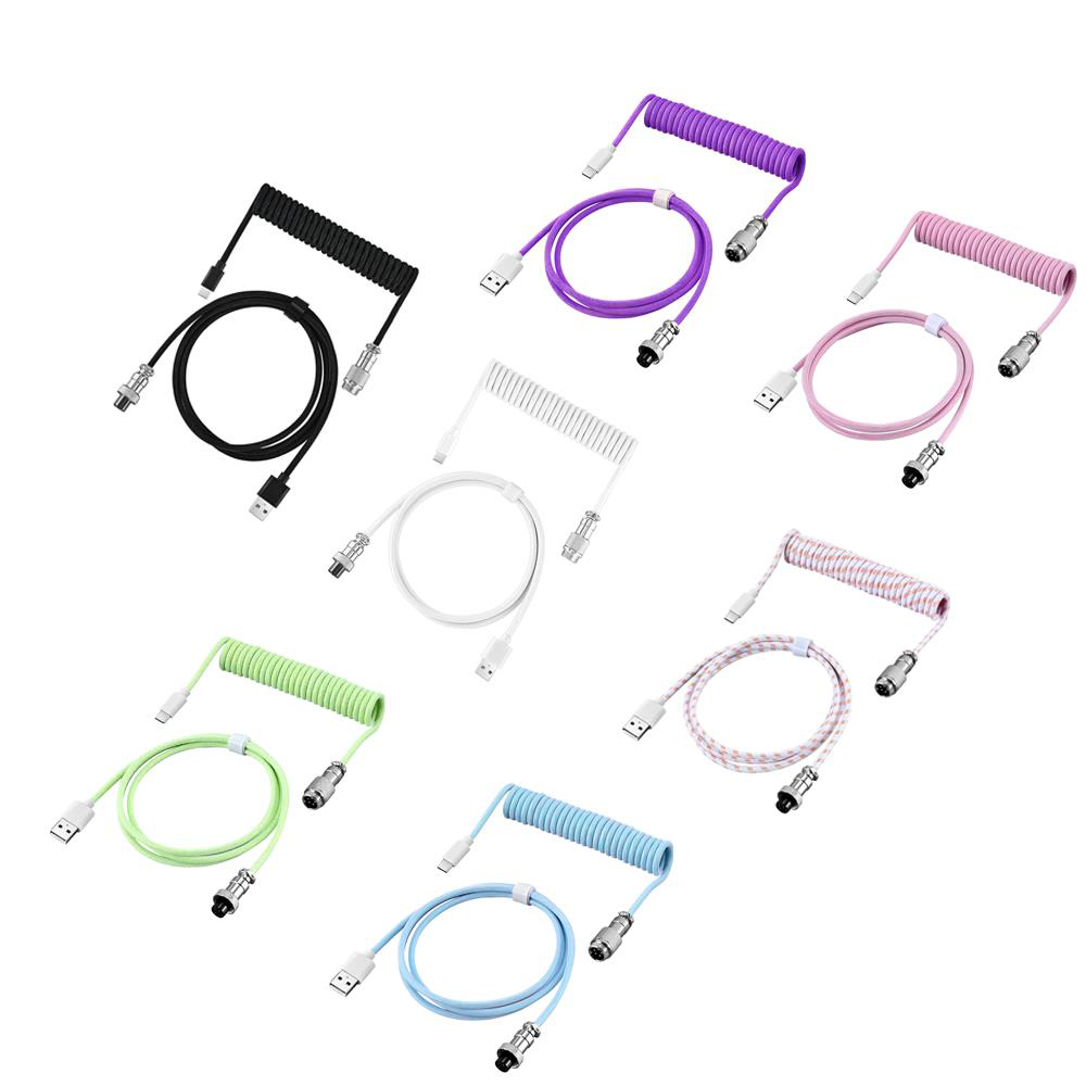 Typ c mekaniskt tangentbord spiralkabel typ c usb mekaniskt tangentbord aviator stationär dator flygkontaktsladd max 3m