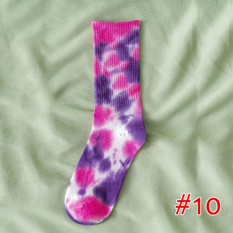 men and women socks cotton Colorful Psychedelic Graffiti Tie dyeing funny Skateboard cute Harajuku Hiphop tube socks: M210637R