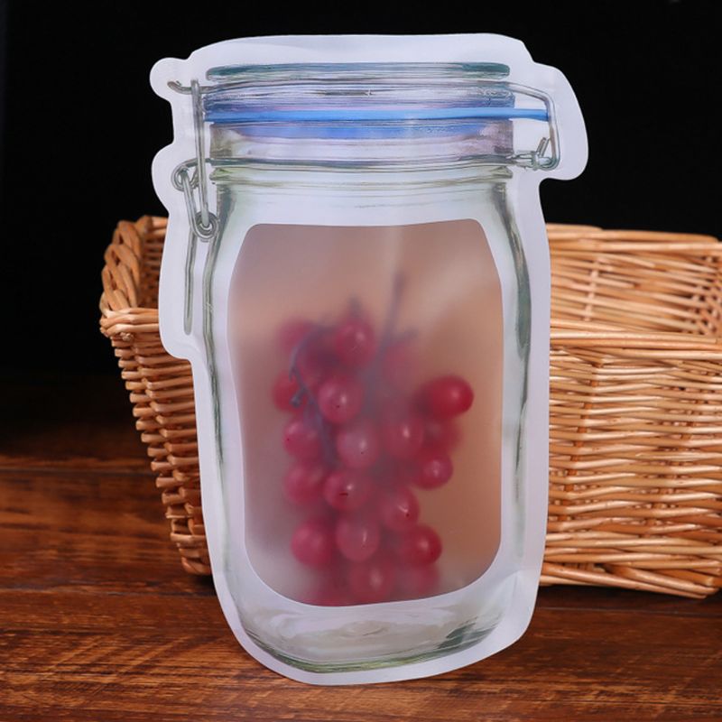 Reusable Mason Jar Bottle Bags Zipper Seal Lock Food Saver Storage Fresh Pouch