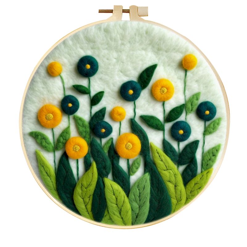 GATYZTORY Wollfilz-Gemälde, DIY-Wollstickerei-einstellen, kreative Blumenlandschaft, Wolle, Nadelfilz, Bild-einstellen, Basteln, Gemälde,: violett