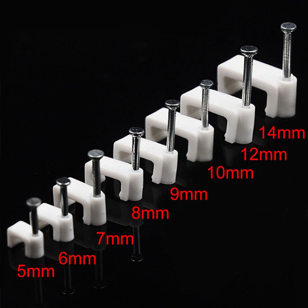 100 stk/pakke 5-14mm cirkler stål søm kabel klemme husholdningsartikler wire kabel clips spænde plast clips binde fixer fastgørelse holder