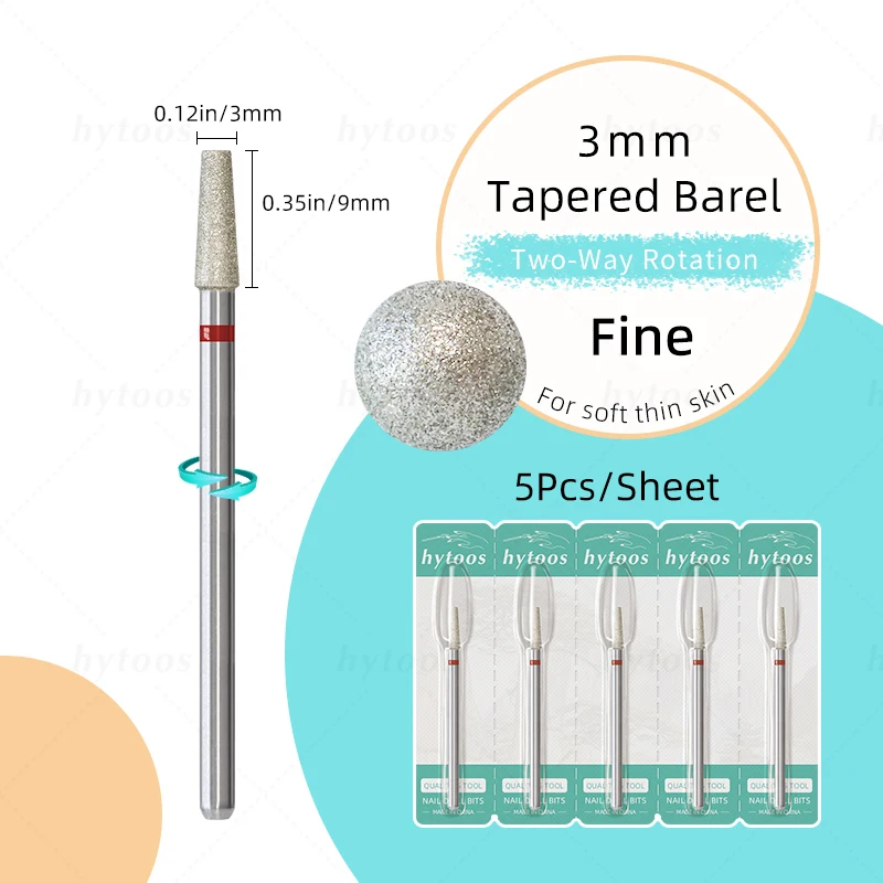 HYTOOS 5 unids/set brocas de diamante para uñas rusa cutícula limpia broca de uñas seguridad debajo del limpiador de uñas para piel muerta: Azul oscuro