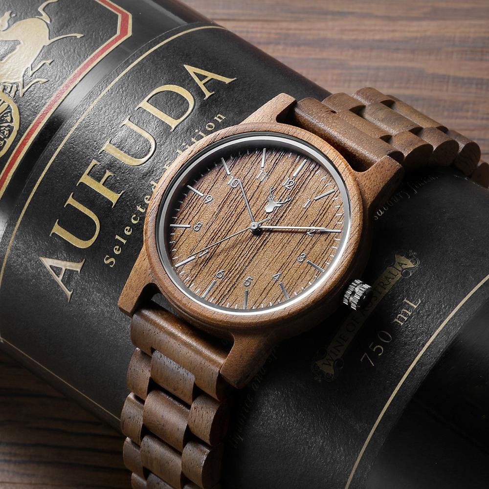 LeeEv Hout Horloge voor Mannen Vintage Houten Quartz Horloge voor Man Geen Logo