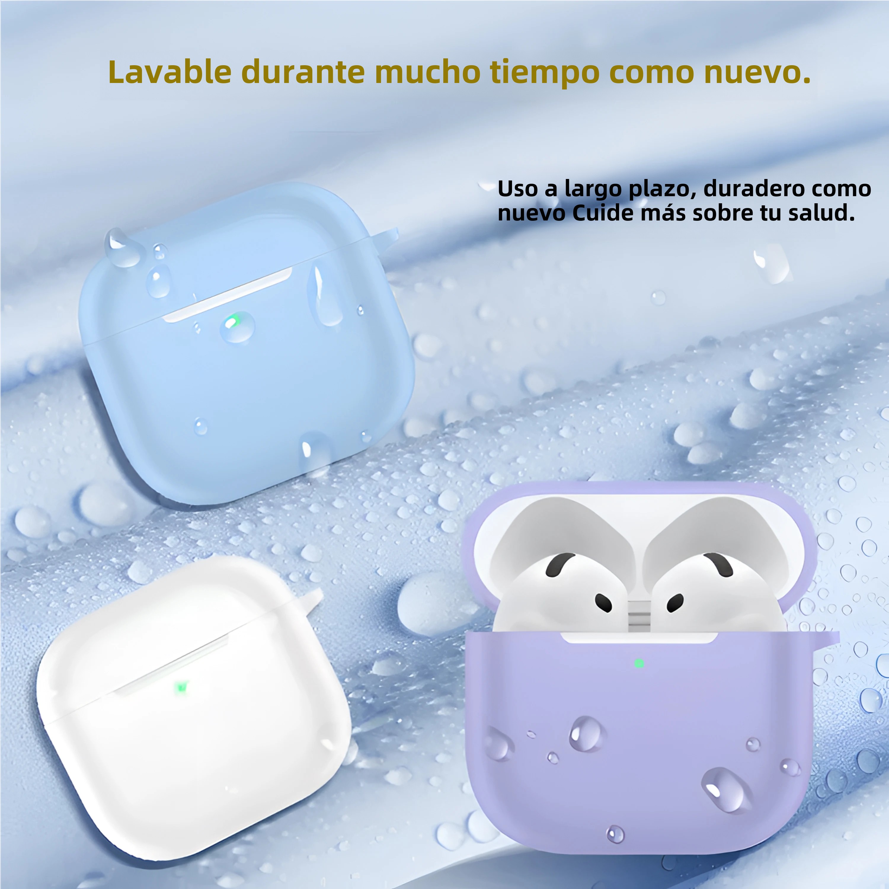 OUIO Funda para auriculares inalámbricos Funda protectora de cobertura total con hebilla colgante, funda para auriculares de gel de sílice para AirPods 4