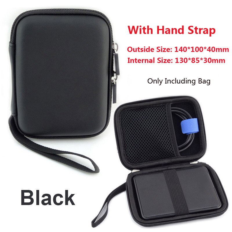 Portable HDD bag TF/SD card Storage Bag for External 2.5" Hard Disk case/Earphone/U Disk/Power Bank case bag USB Cable bag: Black-H