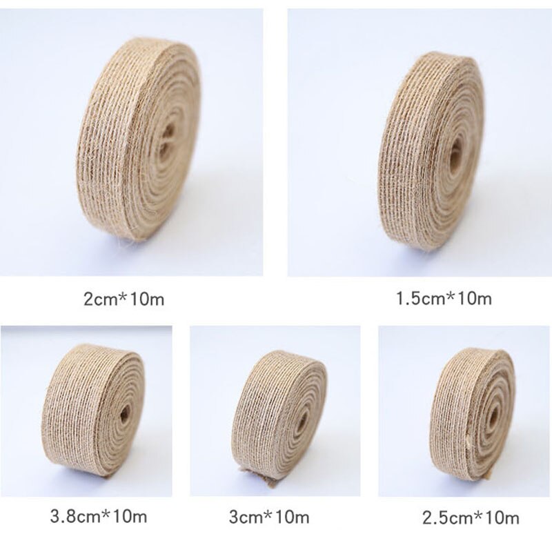 10 meter 15mm 20mm 25mm 30mm 38mm naturlige jute reb bånd til håndværk bryllup vintage dekoration fest bånd sløjfer