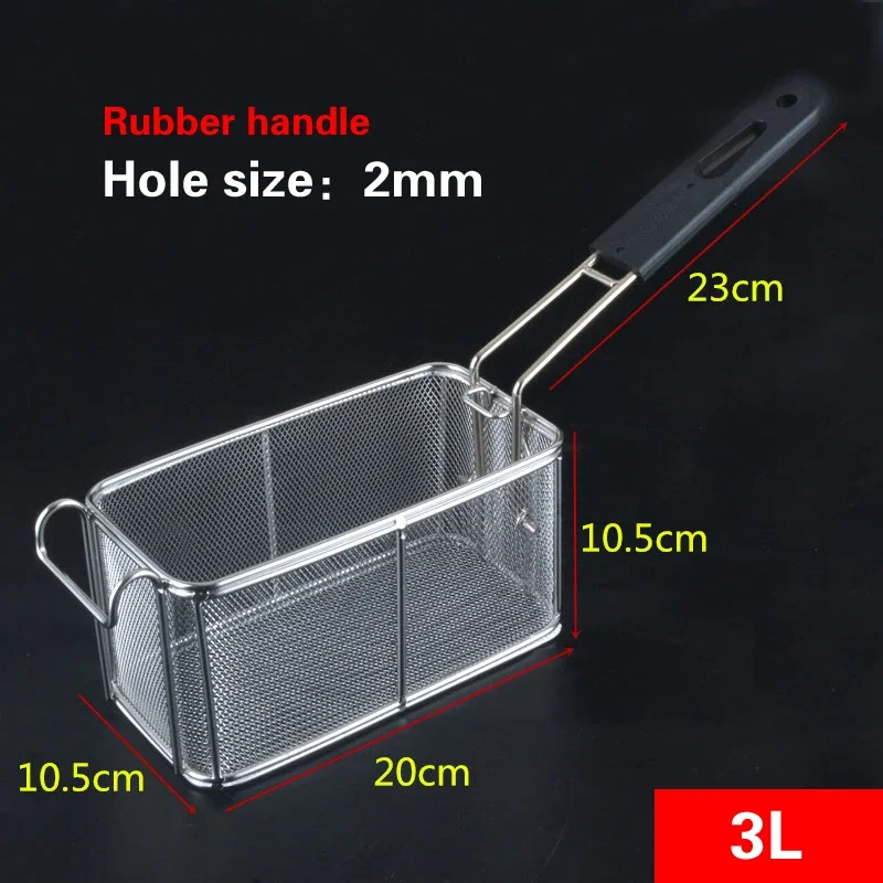 Stainless steel frying basket net French fries basket frame square oil control filter frying basket dense: black