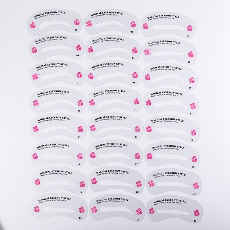 24 pièces ensemble de pochoir à sourcils réutilisable bricolage Guide de dessin de sourcils