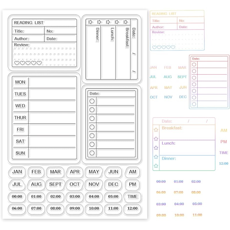 1 vel kalender planner siliconen duidelijke stempels maand week datum tijd transparante stempels voor het maken van kaarten DIY 6,3 x 4,3 inch