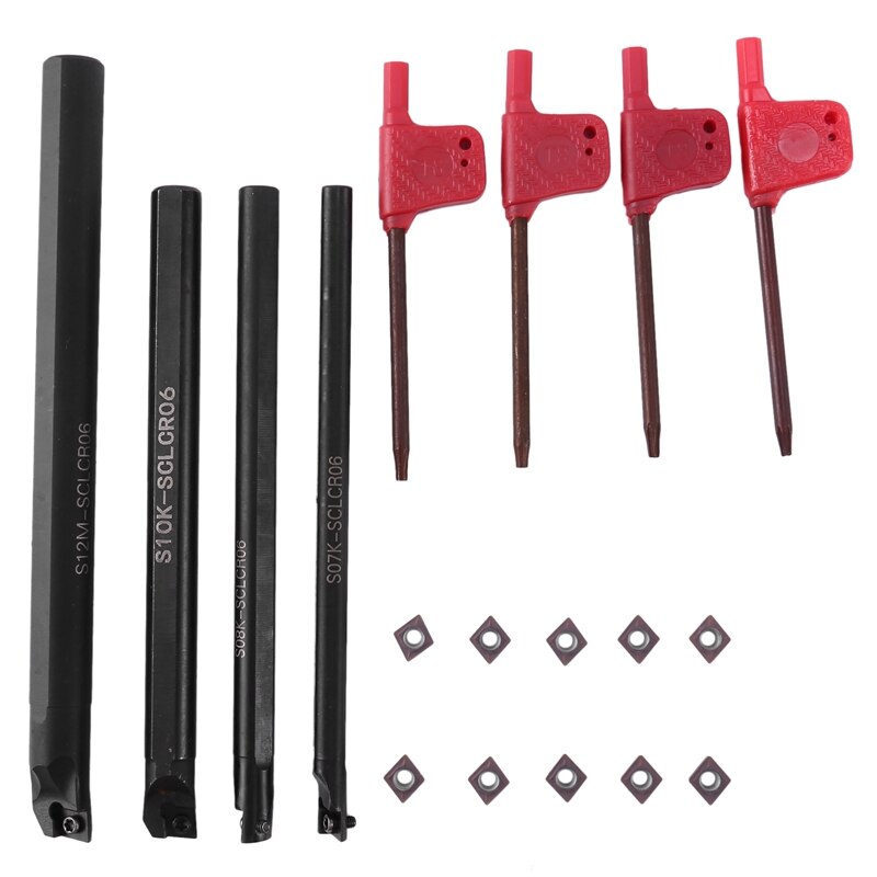 Lathe Boring Bar Kit – 95° Internal Turning Tool With 10 CCMT0602 Carbide Inserts (10mm Shank