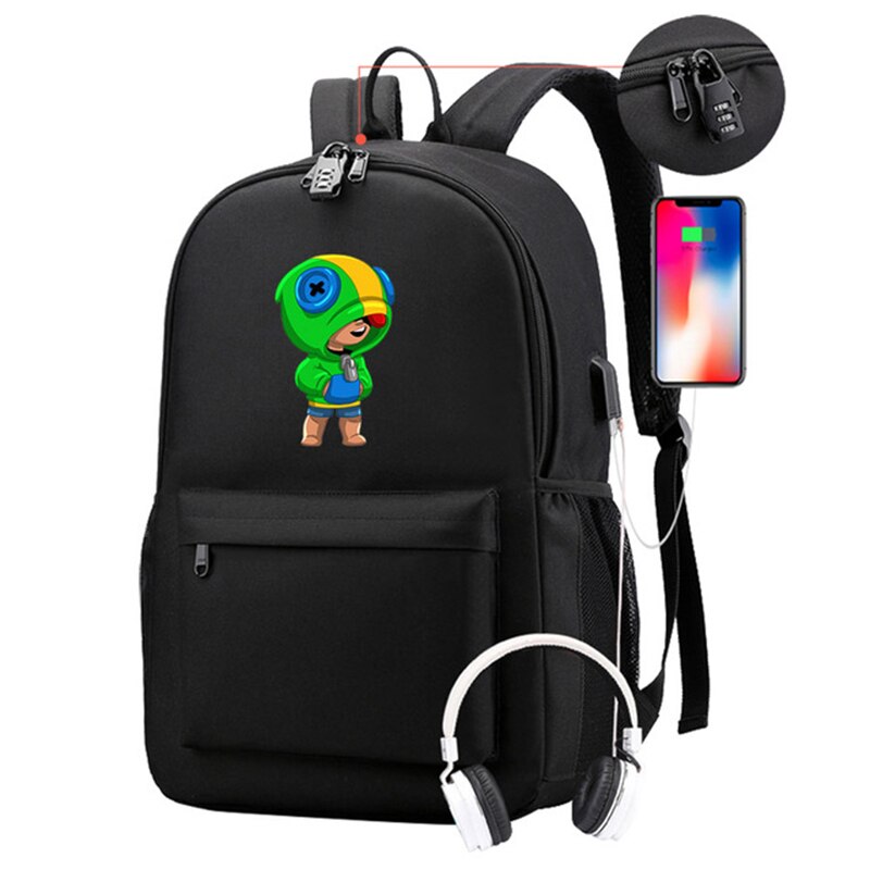 BRAW-L STAR-S bolsas de la escuela mochila Anime personaje del juego Leon mochila bolsa de viaje los adolescentes para