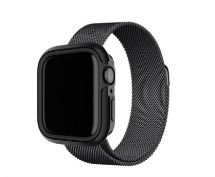 Switcheasy voor apple watch 5/6 4 roestvrij staal, aluminiumlegering, iphone-hoesje, metaal, zacht 40/44 mm anti-slip, mannen en vrouwen.: Zwarte kast en band / 44mm