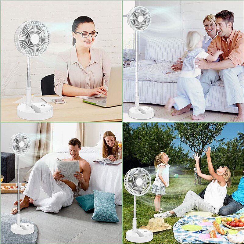 USB Rechargeable Foldable Convenient Mini Electric Fan Portable Electric Fan Multi-Functional Home Desk Telescopic Floor
