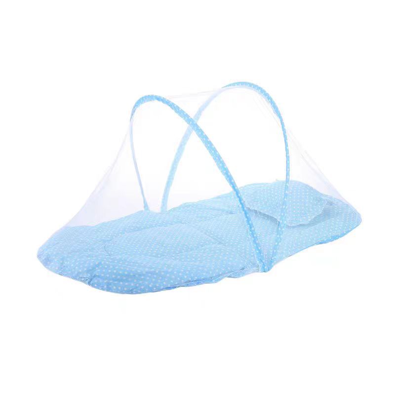 Foldable Baby Mosquito Net No Installation with Cotton Pad Pillow Anti-Mosquito Guard for Infant Cribs: GRAY