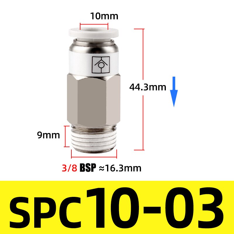 M5 1/8" 1/4" 3/8" 1/2" BSP Thread Pneumatic Check Valve One Way Non-return Valve One Touch Qucik Fitting Connector Coupling: SPC 10-03