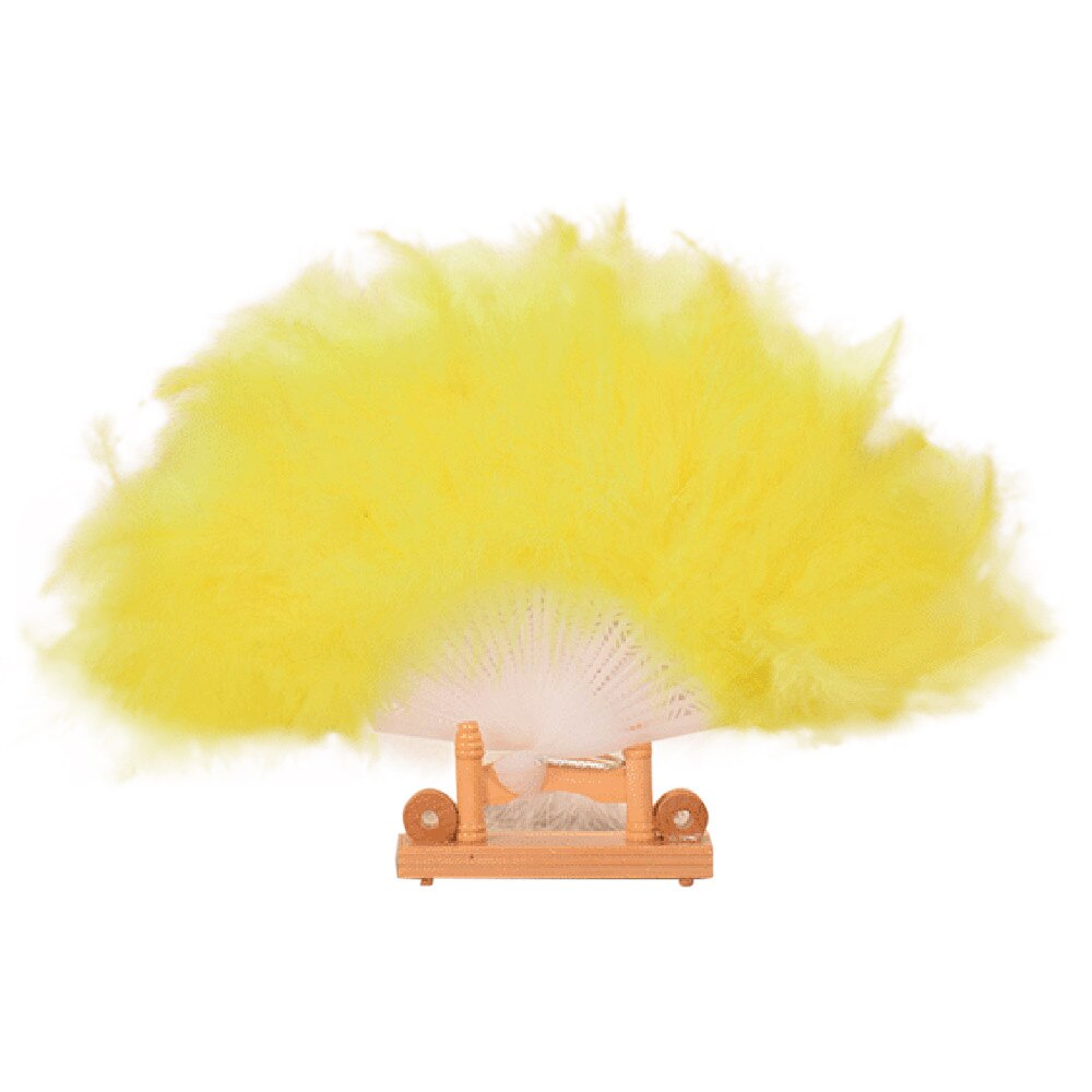 Bruiloft Mode Veer Bamboe Bruiloft Showgirl Dance Elegante Grote Veer Folding Hand Fan Decor Folding Handheld Fan # W2: Yellow