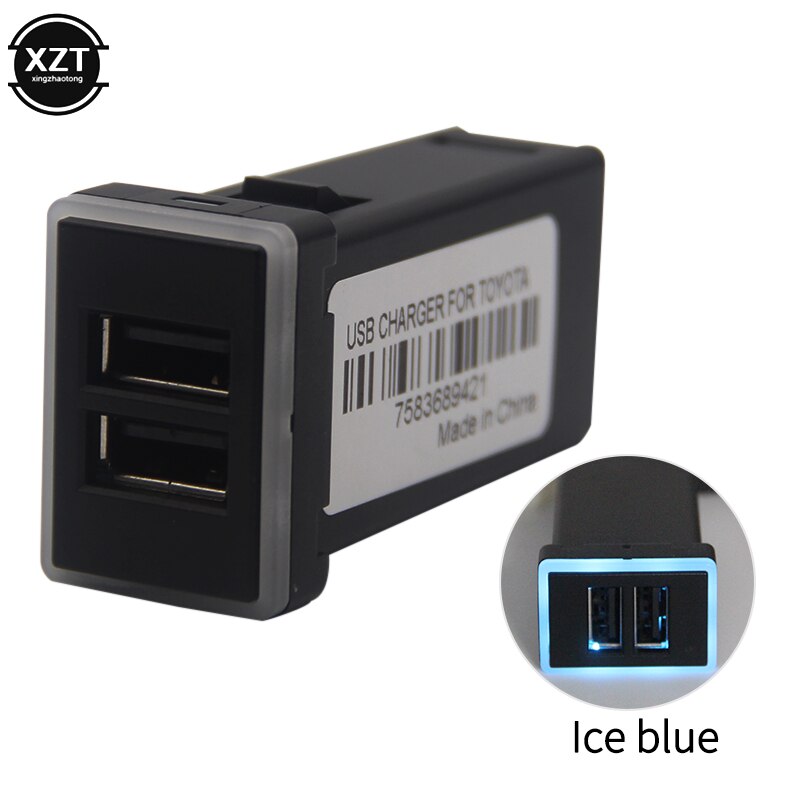 QC3.0 Car Charger Dual USB Ports Phone Quick Charge PDA DVR Adapter Plug & Play Cable For Toyota series Cars: ice blue