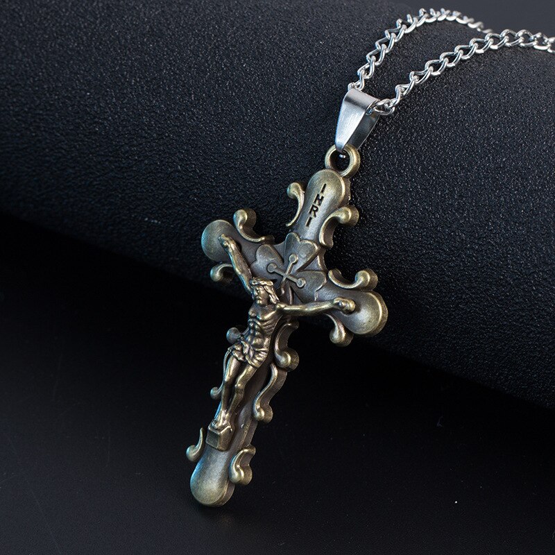 Jesus Rvs Heren Ketting Gothic Cross Hanger Ketting Creatieve Mannelijke Accessoires Amulet