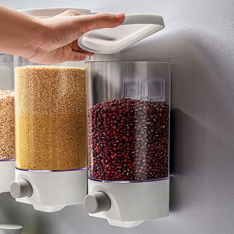 1000/1500Ml Muur Opknoping Hele Granen Voedsel Opslag Container Keuken Graan Rijst Bonen Verzegelde Potten Havermout Dispenser