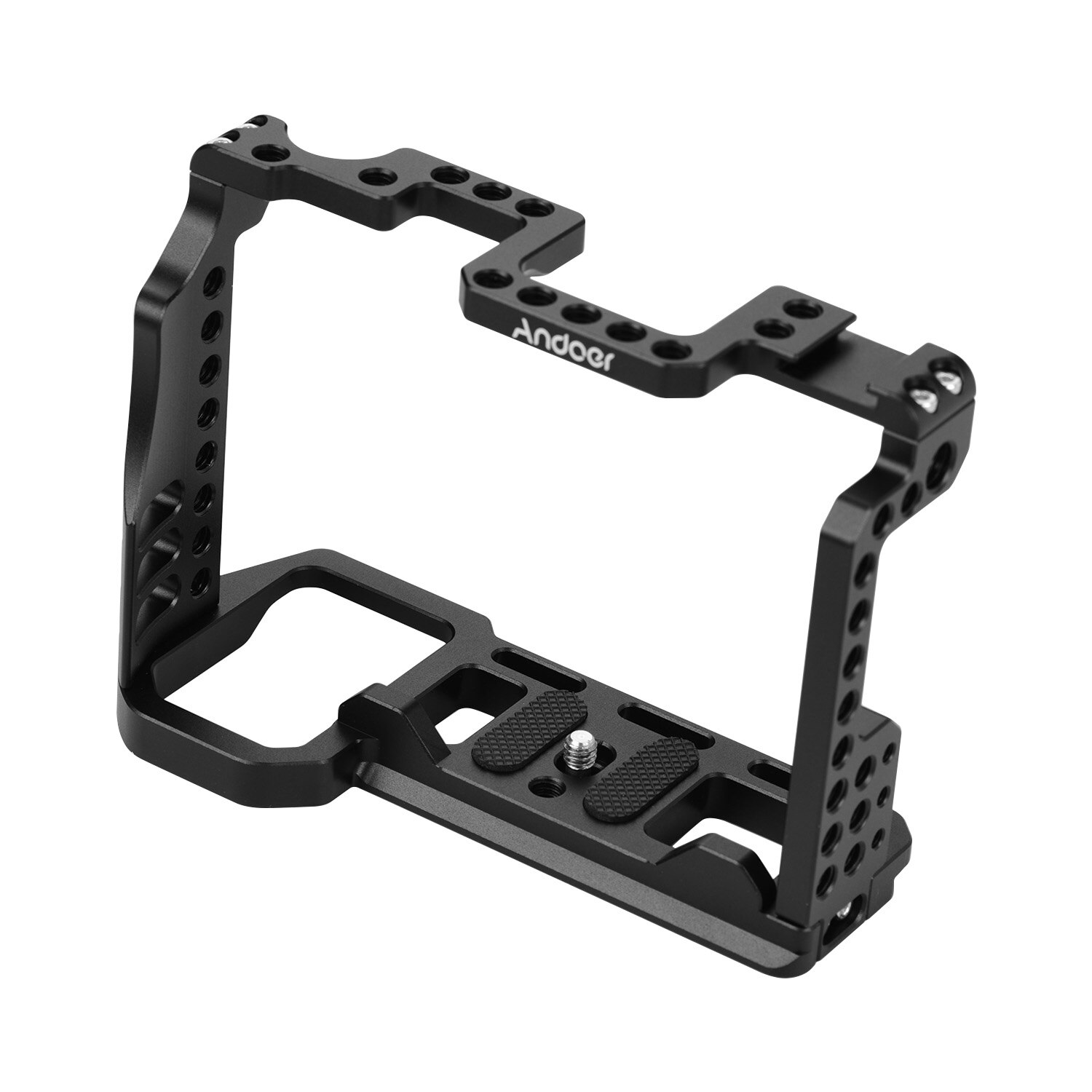 Jaula para videocámara de aleación de aluminio Andoer con soporte para zapata fría de 1/4 pulgadas y 3/8 pulgadas, con agujeros de rosca, Compatible con Sony A7R4 A7R IV
