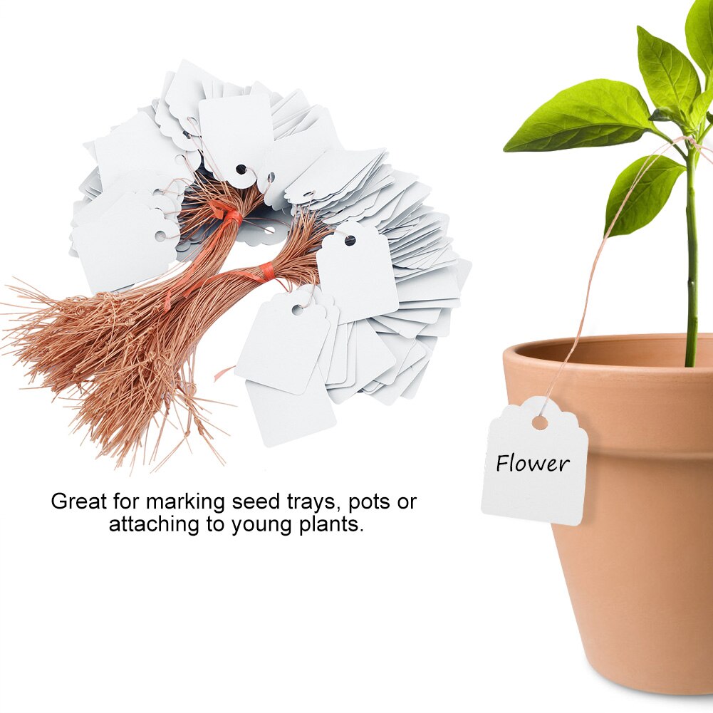 Genanvendelige 200 stk planter hænge tag etiketter såning have urtepotte plastik tags nummerplade hængende pvc haveredskaber