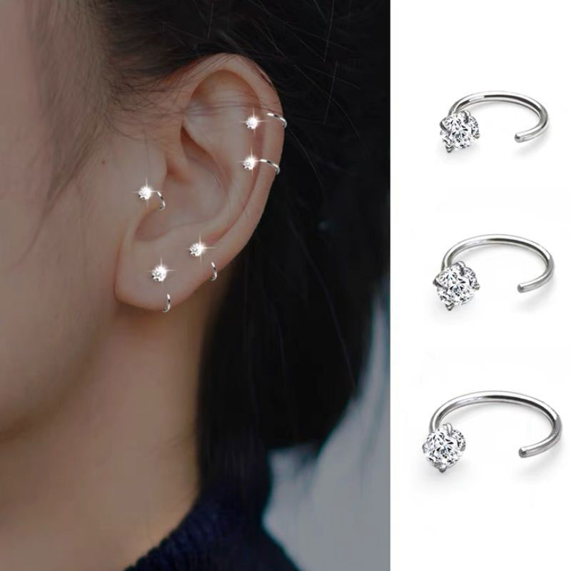 2 stuks roestvrij staal CZ piercing oorbel Stud oor bot kraakbeen Helix tragus Daith Conch Rook hoepel oorbel vrouwen ongebruikelijke ring