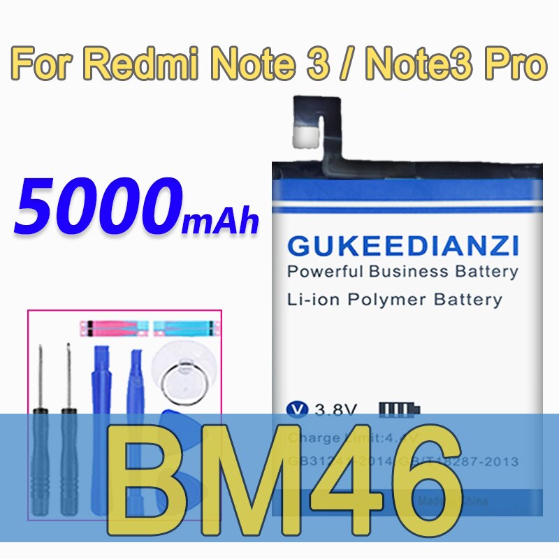 Batería Para Xiaomi Redmi nota 2 3 4 4X 5 5A 6 7 Pro modelo BM42 BM45 BM46 BN31 BN41 BN43 BN45 BN48 BN4A BM 46 millones 31 41 43 45 48: BM46-Redmi Note3