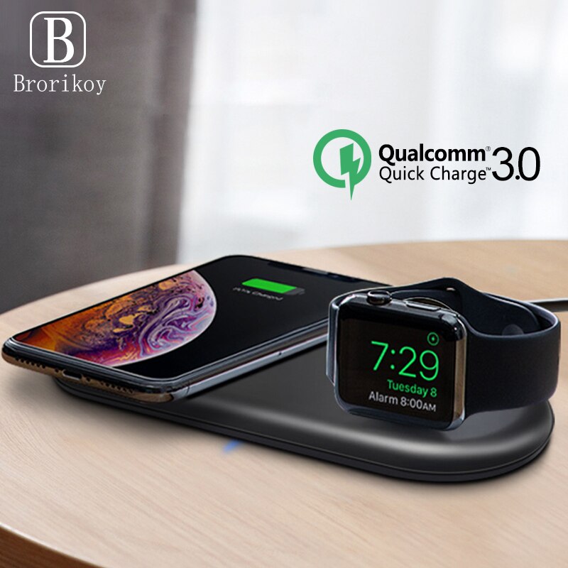 Qi chargeur sans fil montre chargeur rapide pour Apple iWatch série 5 4 3 2 1 QC 3.0 Charge sans fil rapide pour iPhone Samsung