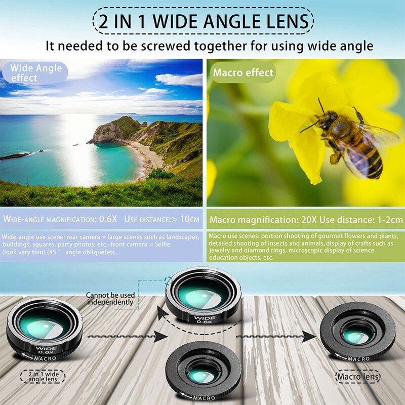 4 In 1 Telefoon Tele Camera Lens,28X Tele + 198 ° Fisheye + Groothoek En Macro Lens Met Statief Voor Iphone, Samsung