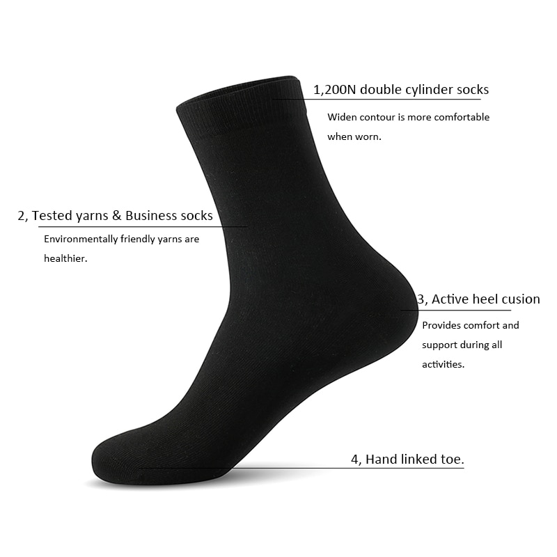 Calcetines de vestir de hombre de negocios de color sólido de los hombres calcetines de algodón de calcetines de de gran tamaño (UE 39-46) (7,0-12,0) VKMONY