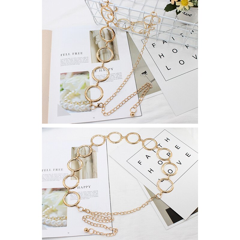 Women's Metal Waist Chain Belt - Adjustable Alloy Body Jewelry In Gold Or Silver, Multiple Sizes