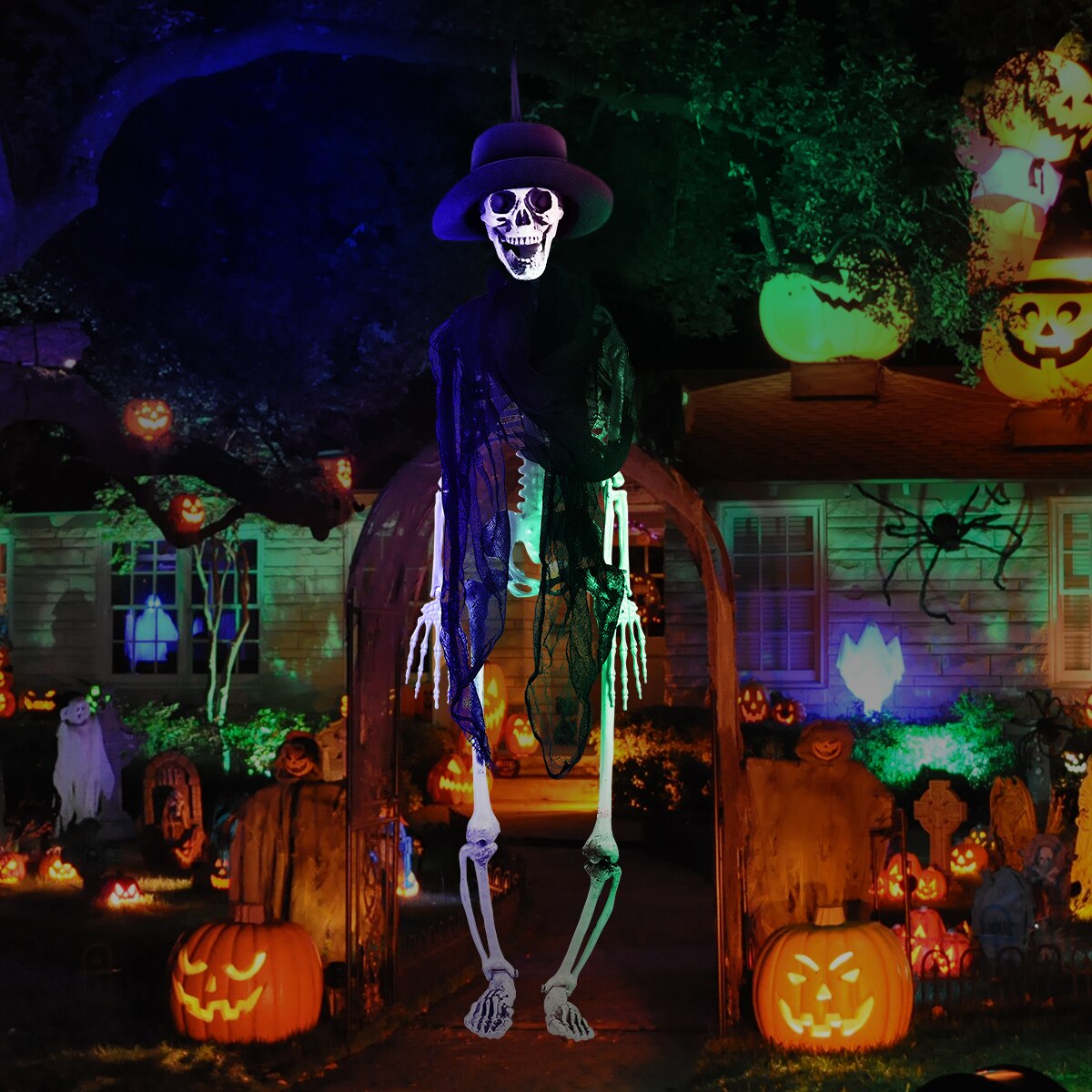 90cm halloween skelet dekorationer desktop kranie ornamenter gør-det-selv hængende pynt til hjemmet butik hjemsøgt hus dekoration