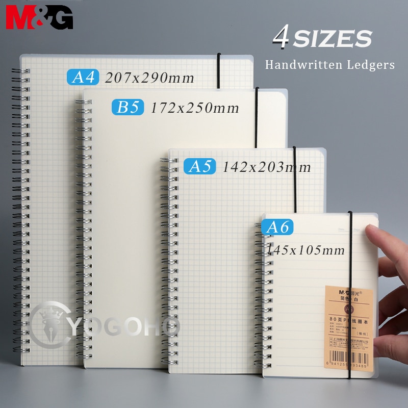 M&amp;G A4/A5/B5/A6 PP Double Spiral Notebook Checkered/Cornell/Horizontal Line/Blank Notepad Pocketbook Journal Diary Drawing