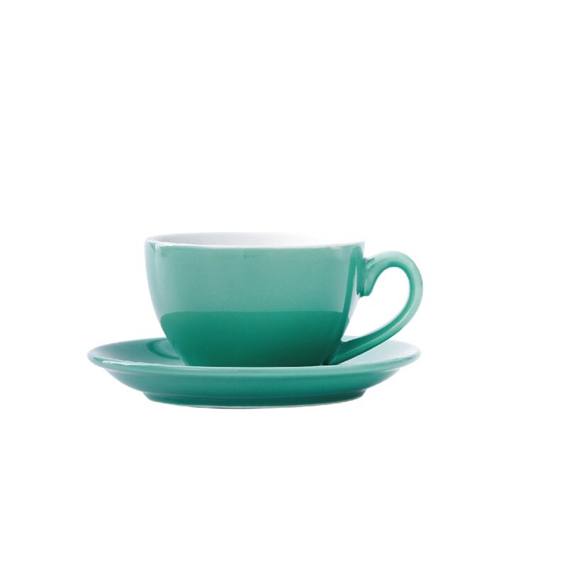 Chanshova modern enkelhet keramik 200ml porslin kaffekoppar och fat set tekopp set mugg dricksredskap  h046: Cyan