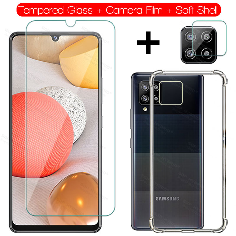 Protector de pantalla 3 en 1 para Samsung Galaxy A42, 5g, A41, A40, película de lente de cámara, cristal de seguridad, para Samsun, Samsug, A42, A, 42: For Samsung A40 / 3IN1