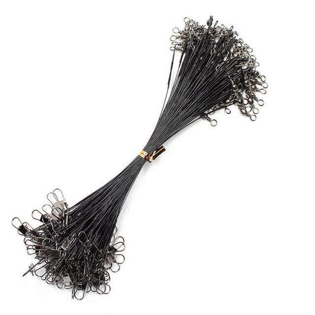 10Pcs Anti Bite Staal Vislijn 15Cm-30Cm Staaldraad Leider Met Swivel Vissen Accessoire Vissen draad Olta Leadcore Leash: Black / 30CM