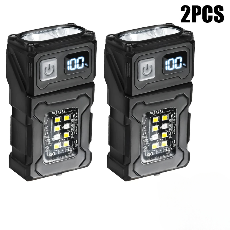 Mini linterna LED COB multifunción, fuente de luz Dual, linterna portátil superbrillante, lámpara de emergencia para Camping recargable tipo C: Plata