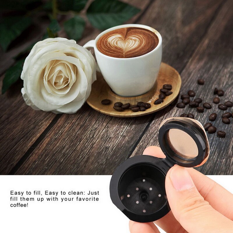 Återanvändbar kaffekapsel filterkopp för nescafe påfyllningsbara kapslar sked borste filterkorgar pod mjuk smak söt
